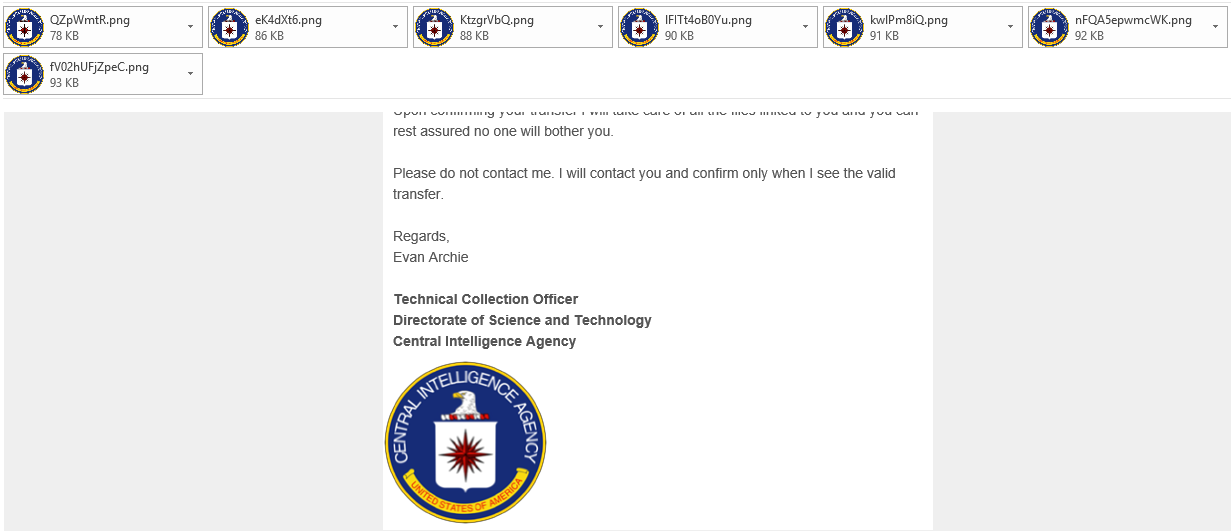 central intelligence agency spam email